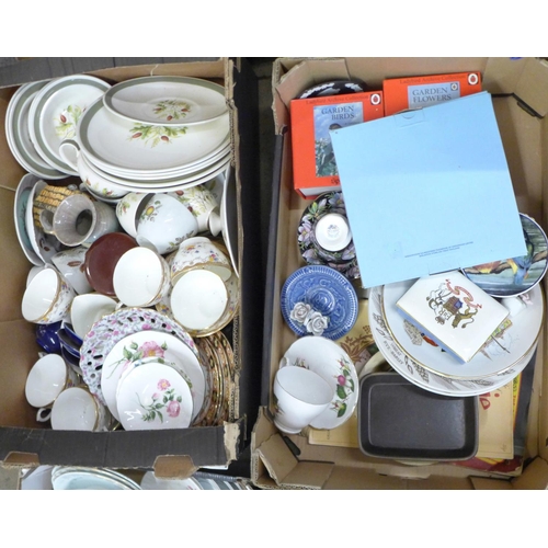 1288E - Six boxes of mixed decorative china, mainly teawares, British and continental including retro **PLEA... 