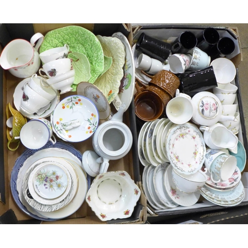 1288E - Six boxes of mixed decorative china, mainly teawares, British and continental including retro **PLEA... 