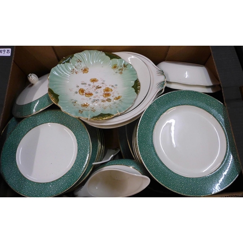 1289B - Two boxes of Art Deco dinnerwares, J & G Meakin Florida Sol, Woods Ivory ware, etc. **PLEASE NOTE TH... 