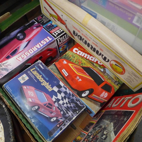 1297 - Three vintage radio controlled cars, Tandy Camaro 49 and Lamborghini and a Ferrari Testarossa, all b... 