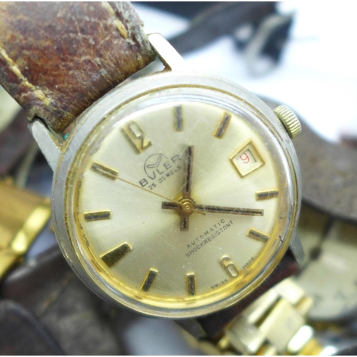 669 - Quartz and mechanical wristwatches, some a/f, including early jump hour, Timex LED, etc.