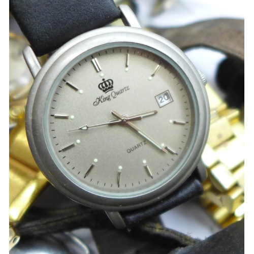 669 - Quartz and mechanical wristwatches, some a/f, including early jump hour, Timex LED, etc.