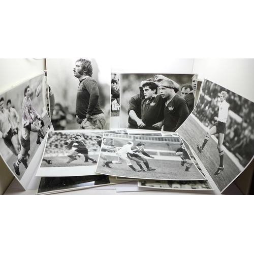 670 - A collection of thirty-three Rugby black and white press photographs