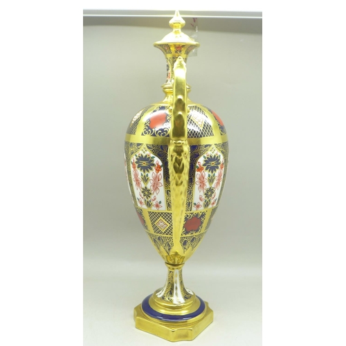 708 - A Royal Crown Derby 1128 pattern urn, 30cm