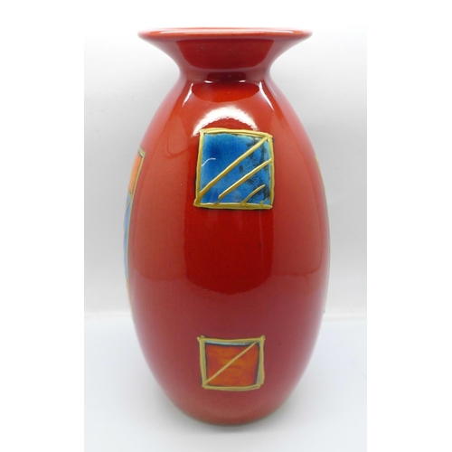 717 - An Anita Harris studio pottery Minos vase in the abstract design, 21cm, signed in gold on the base