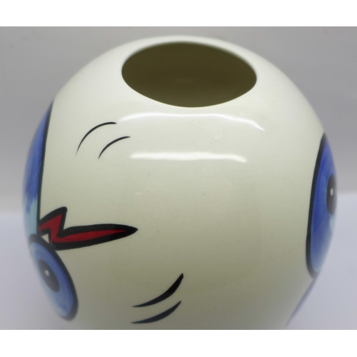 720 - A Lorna Bailey bulbous vase in the Bursley Way design, 18cm, signed 'Lorna Bailey' on the base