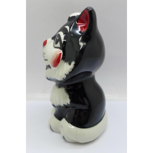 727 - A Lorna Bailey, 'Arnie the Cat' figure, 13cm, signed 'Lorna Bailey' on the base (small area of glaze... 