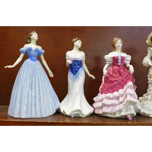 737 - Seven figures; six Royal Doulton; Sweet Sixteen, For You, Leading Lady, Elaine, Classics Deborah and... 