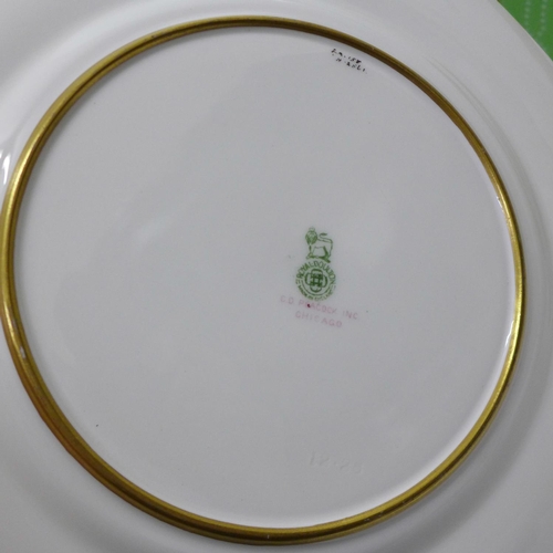 738 - Five cabinet plates;- two Coalport, one Windsor Castle hand painted by Peter Graves, the other 'Old ... 