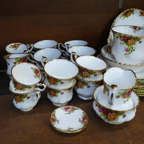 750 - Royal Albert Old Country Roses tea and dinnerwares, tea and coffee pots, six setting coffee, twelve ... 