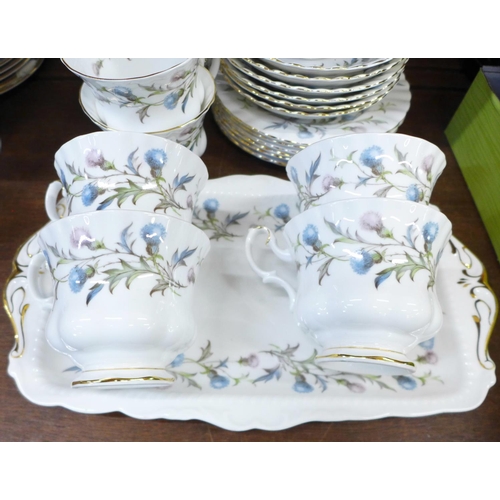 754 - A Royal Albert Brigadoon teaset, six setting, one additional cup, sandwich and cake plates