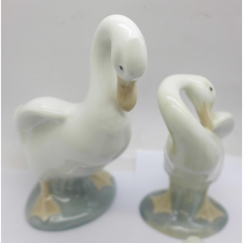 766 - Six figures of geese, five Lladro and one Nao