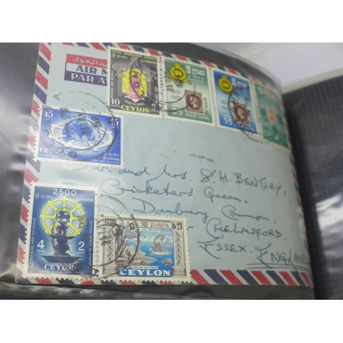 776 - Stamps:- Ceylon/Sri Lanka postal history and stamps in album, 30 covers and good range of stamps