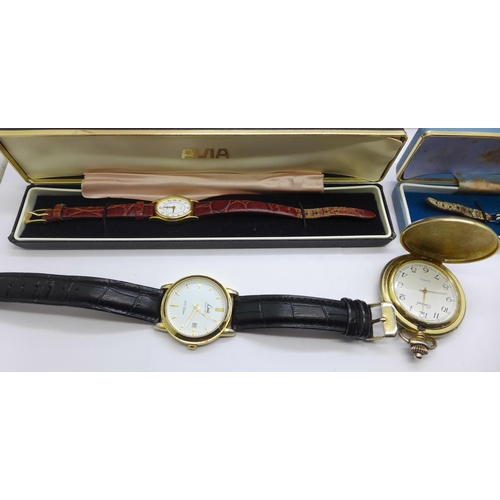 783 - Lady's and gentleman's wristwatches and a quartz pocket watch