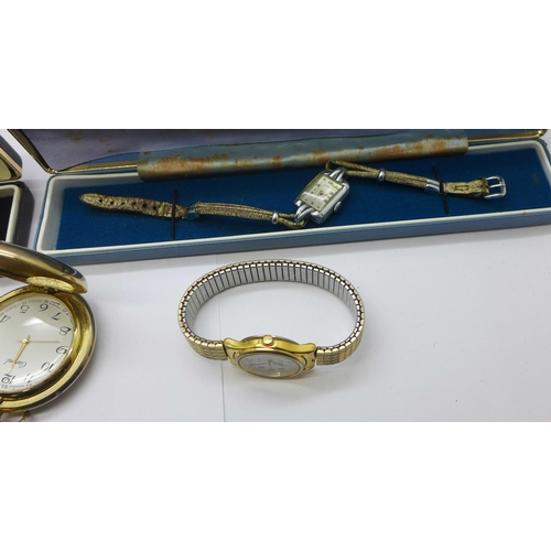 783 - Lady's and gentleman's wristwatches and a quartz pocket watch