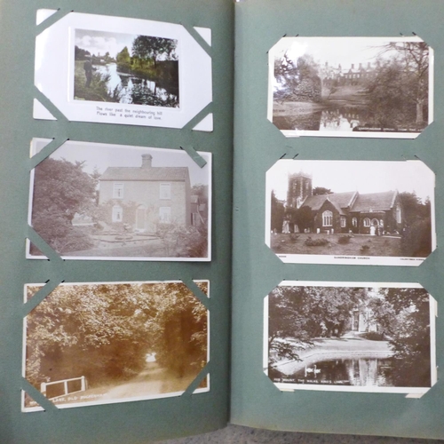 802 - Three albums of Victorian and Edwardian postcards including photographic, song cards, a small tin of... 