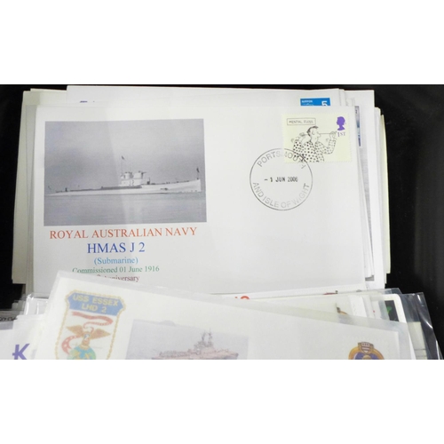 813 - A box of first day covers, all either military, naval, submarines, aircraft, some signed (100's)