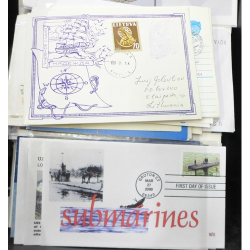 813 - A box of first day covers, all either military, naval, submarines, aircraft, some signed (100's)