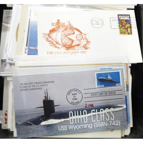 813 - A box of first day covers, all either military, naval, submarines, aircraft, some signed (100's)