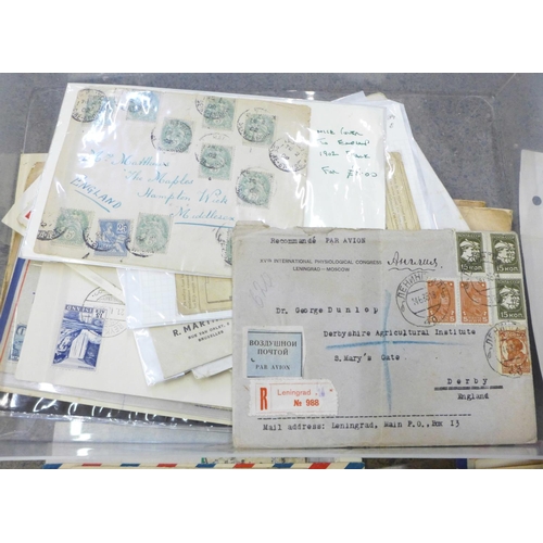 818 - Stamps:- box of Worldwide postal history, over sixty items