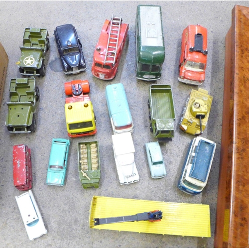 820 - Dinky and Corgi die-cast model vehicles including Dinky 166 Sunbeam Rapier Saloon, boxed, and milita... 