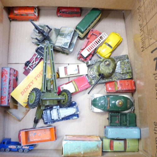 820 - Dinky and Corgi die-cast model vehicles including Dinky 166 Sunbeam Rapier Saloon, boxed, and milita... 