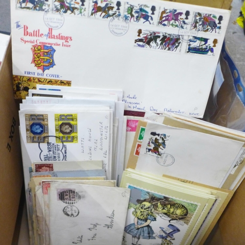 822 - Stamps:- GB stamps, covers, etc., in box