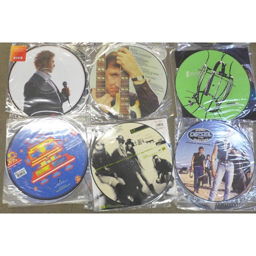 824a - Fifteen picture disc records including Go West, Captain Sensible, Simply Red and The Soup Dragons, s... 