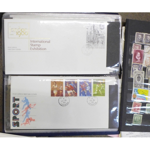 852 - Stamps:- box of stamps, loose and in albums, covers, catalogues, etc.