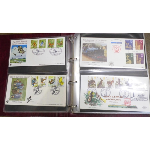 855 - Stamps:- Royal Mail First Day Cover album containing sixty first day covers, mainly with special can... 