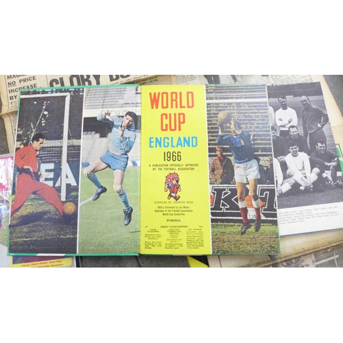 871 - 1966 World Cup memorabilia, two annuals, football monthly's world cup souvenir and Charles Buchan's ... 