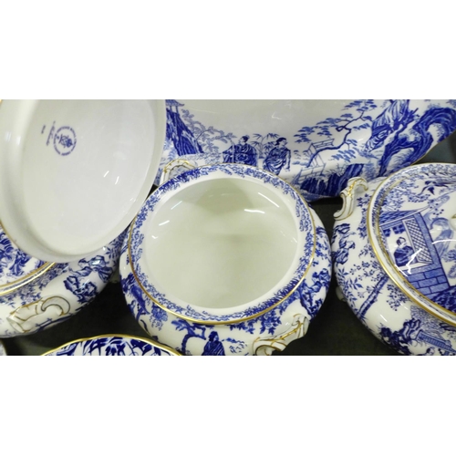 880 - A large collection of Royal Crown Derby Mikado pattern tea and dinnerwares, twelve setting with four... 