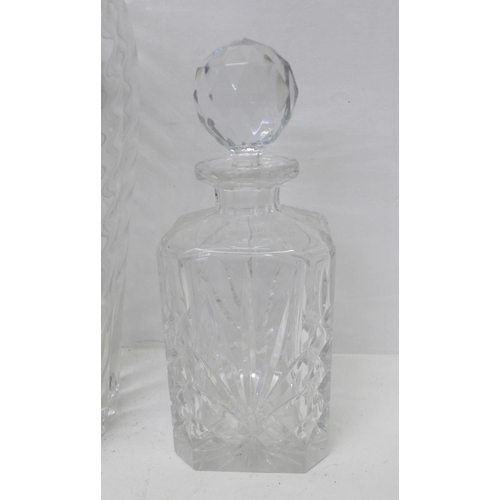 898 - A large glass vase and two decanters