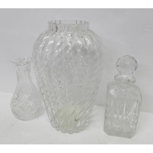 898 - A large glass vase and two decanters