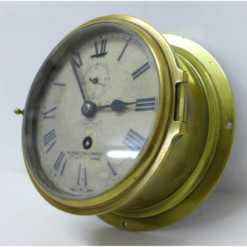 899 - A Smiths 8-day brass ship's clock, The Ontario Hughes Owens Co. Ltd., Ottawa, Canada