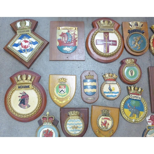 927 - Sixteen Coat of Arms plaques, plaster and metal, including Royal Air Force St. Athan Station and Har... 