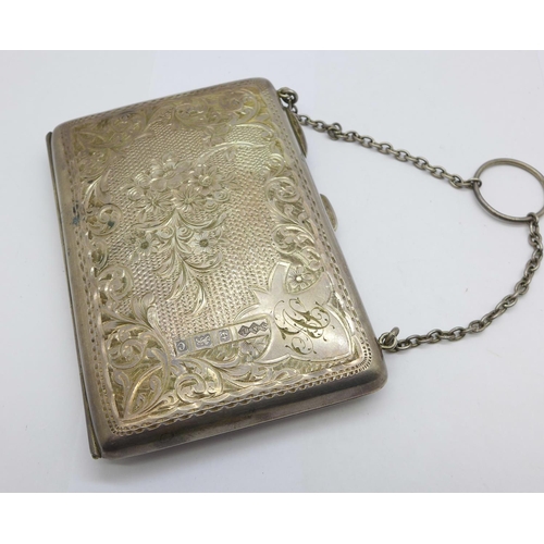 931 - A silver purse/card case with note pad, Birmingham 1902, Smith & Bartlam, 103.2g, 66mm x 94mm