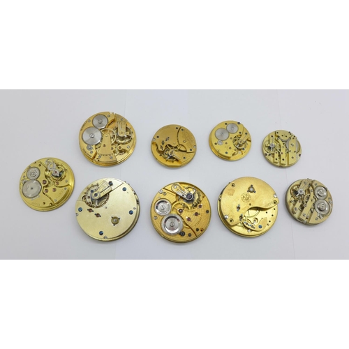 932 - Pocket watch movements including Zenith, J.W. Benson and Thomas Russell