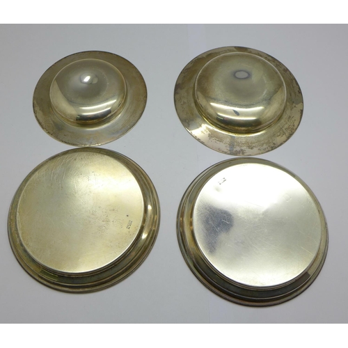 934 - Four silver dishes, one with inscription, total weight 274g