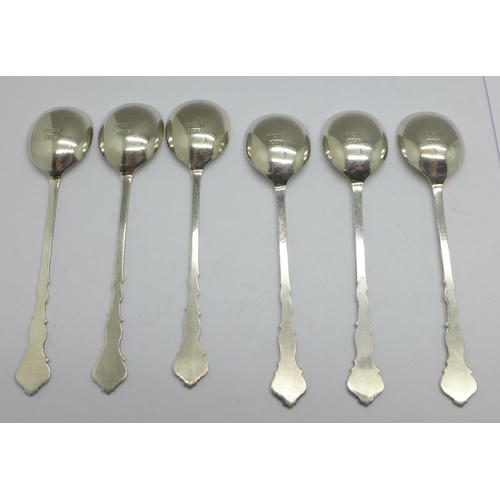 936 - Six silver coffee spoons, Birmingham 1939, 34g