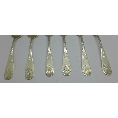 939 - A set of six spoons marked sterling, 96g