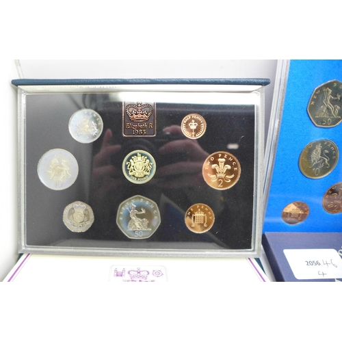 985 - Four Royal Mint proof coin sets; years 1972, 1977, 1983 and 1988