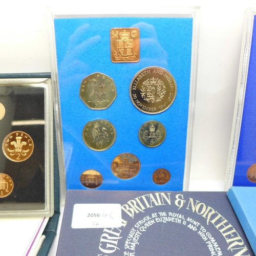 985 - Four Royal Mint proof coin sets; years 1972, 1977, 1983 and 1988