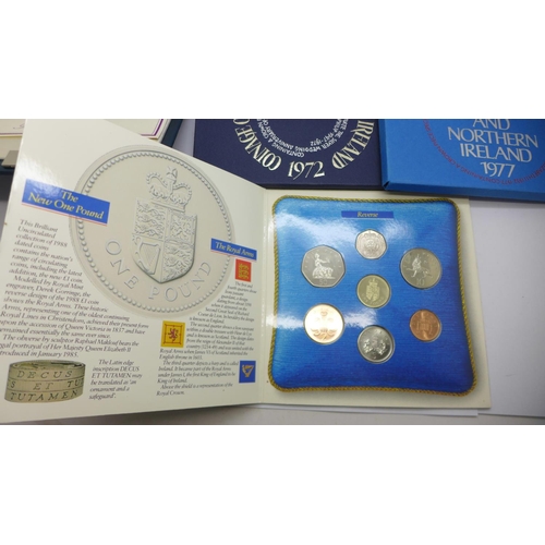 985 - Four Royal Mint proof coin sets; years 1972, 1977, 1983 and 1988