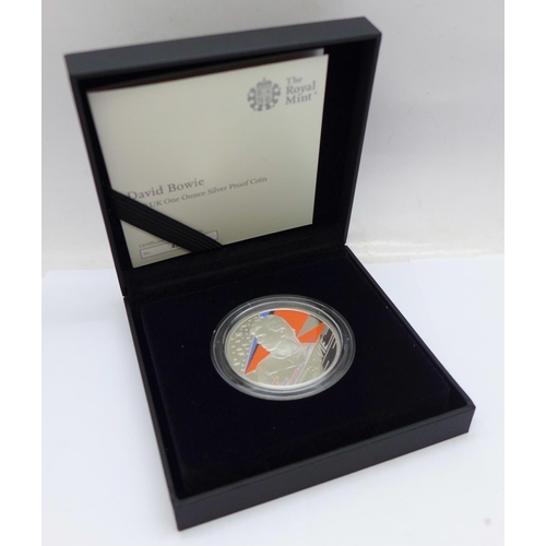 998 - The Royal Mint David Bowie 2020 UK one ounce silver proof £2 coin, with certificate of authenticity,... 