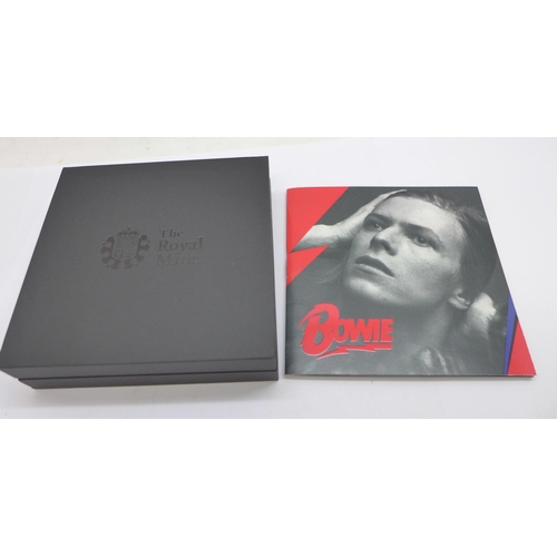 998 - The Royal Mint David Bowie 2020 UK one ounce silver proof £2 coin, with certificate of authenticity,... 