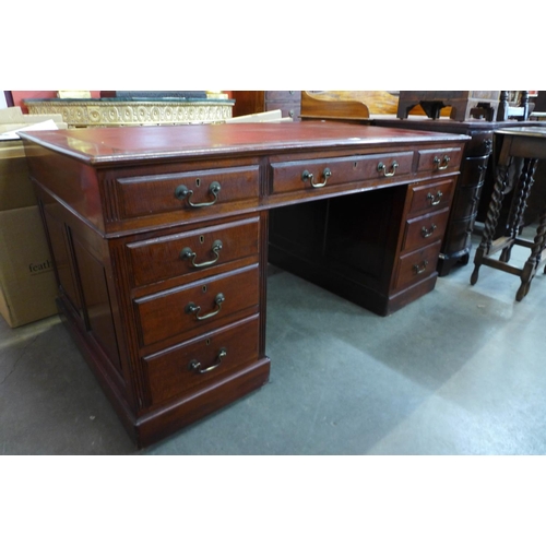 110 - An Edward VII mahogany library desk, 74cms h, 152cms w, 83cms d.