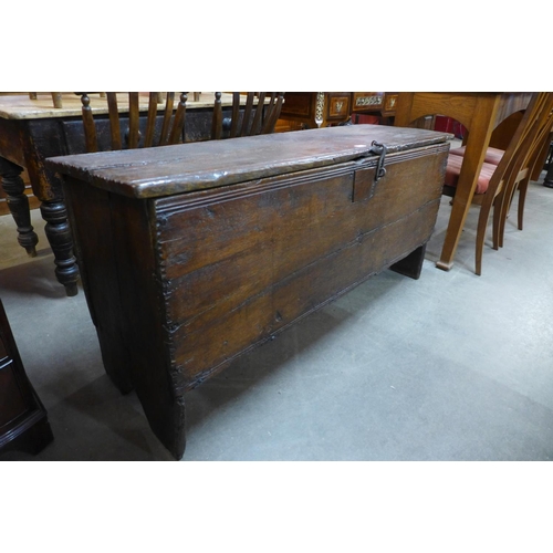 119 - A William III oak coffer, 70cms h, 146cms w, 46cms d.