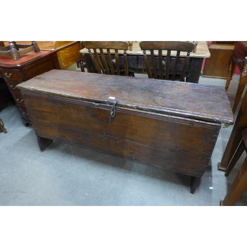 119 - A William III oak coffer, 70cms h, 146cms w, 46cms d.