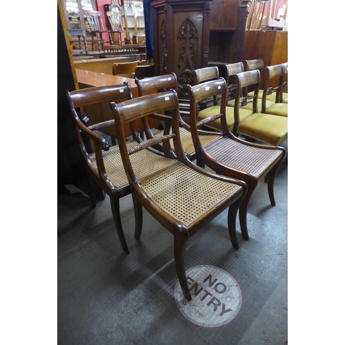 241 - A set of four Regency mahogany and bergere seated dining chairs